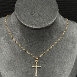 18k Gold Plated Cross Pendant Choker Necklace for Women
